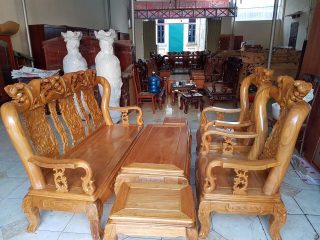 Bộ Bàn Ghế Trạm Đào Gỗ Lim của Đồ Gỗ Phạm Gia