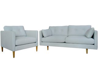 Sofa Roma 2 chỗ + 1 armchair Mẫu 2 Màu Trắng Xanh của Đồ Gỗ Phạm Gia