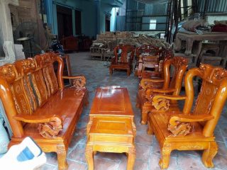 Bộ Bàn Ghế Giả Cổ Trạm Đào của Đồ Gỗ Phạm Gia