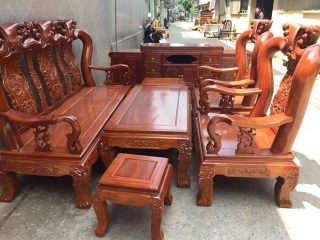 Bộ Bàn Ghế Trạm Đào Gỗ Lim của Đồ Gỗ Phạm Gia