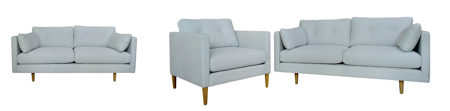 Sofa Roma 2 chỗ + 1 armchair Mẫu 2 Màu Trắng Xanh của Đồ Gỗ Phạm Gia