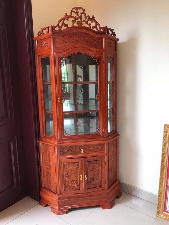 Tủ góc hoa lá tây hàng đặt nhà anh Hòa, Sóc Sơn của Đồ Gỗ Phạm Gia