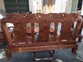 Bộ Bàn Ghế Đào Tay 12 Gỗ Hương Vân của Đồ Gỗ Phạm Gia