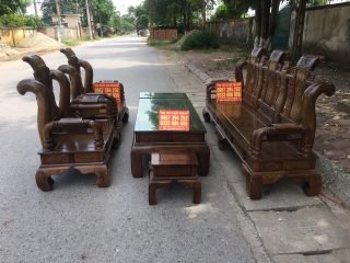 Bàn Ghế Tần Thủy Hoàng 6 món gỗ mun đuôi công của Đồ Gỗ Phạm Gia