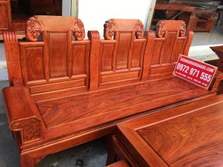 Ghế dài của Bộ bàn ghế Âu Á chương voi 6 món gỗ hương đá vân siêu đẹp