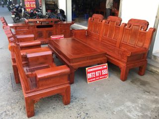 Tổng thể kiểu dáng, màu sắc của Bộ bàn ghế Âu Á chương voi 6 món gỗ hương đá vân siêu đẹp