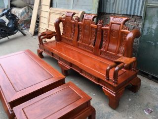 Phần ghế bộ bàn ghế 6 món gỗ vân hương