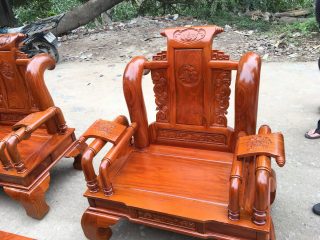 Cận cành ghế rời bộ bàn ghế Tuần Thủy Hoàng gỗ vân hương 6 món