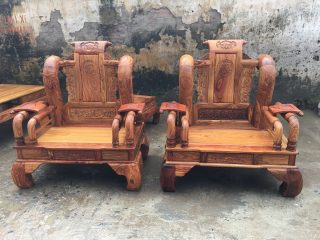 Ghế đơn bộ bàn ghế gỗ hương vân Tần Thủy Hoàng 6 món