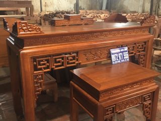 Án gian gỗ gụ chân 12cm bộ 3 món (Chú Khải, Hà Nội)