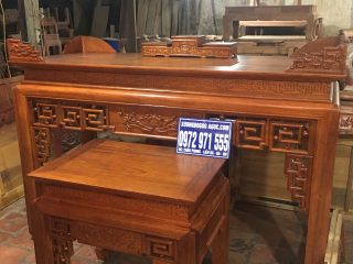 Án gian gỗ gụ chân 12cm bộ 3 món (Chú Khải, Hà Nội)