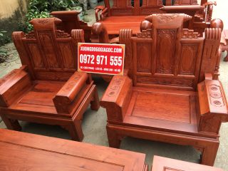 Bộ bàn ghế Âu Á 6 món tay hộp gỗ hương đá chương cuốn thư (Chú Thái, Hà Tĩnh)