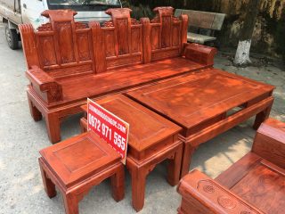 Bộ bàn ghế Âu Á 6 món tay hộp gỗ hương đá chương cuốn thư (Chú Thái, Hà Tĩnh)