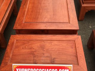 Bộ bàn ghế Âu Á hộp chương cuốn thư 6 món gỗ hương đá (Chú Tám, Nghệ An)