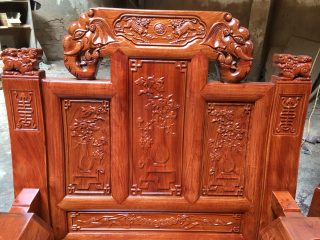 Bộ bàn ghế Âu Á tay hộp chương voi gỗ hương đá (Chú Dương, Tuyên Quang)