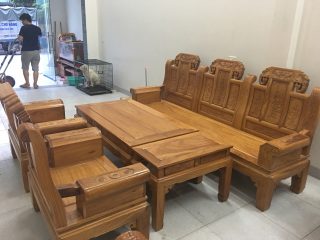 Bộ bàn ghế Âu Á hộp gỗ gõ đỏ chương voi vân trần (Chú Sơn, Hòa Bình)