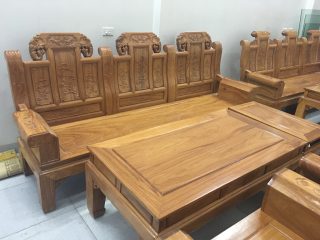Bộ bàn ghế Âu Á hộp gỗ gõ đỏ chương voi vân trần (Chú Sơn, Hòa Bình)