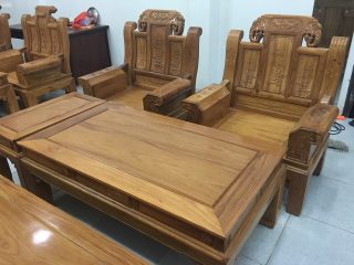 Bộ bàn ghế Âu Á hộp gỗ gõ đỏ chương voi vân trần (Chú Sơn, Hòa Bình)