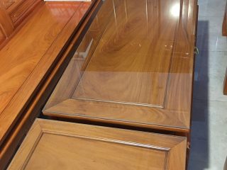 Bộ bàn ghế Âu Á hộp gỗ gõ đỏ chương cuốn thư chương đục Phúc Lộc Thọ