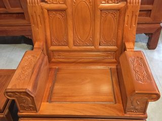 Bộ bàn ghế Âu Á hộp gỗ gõ đỏ chương cuốn thư chương đục Phúc Lộc Thọ