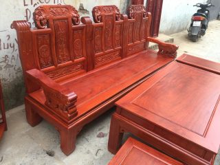 Bộ bàn ghế Âu Á hộp gỗ gõ đỏ chương voi tay voi đục nguyên con (Cô Lan, Thủy Nguyên, Hải Phòng)