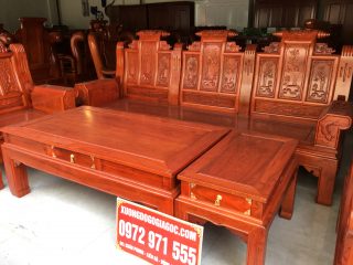 Bộ bàn ghế Âu Á tay hộp 6 món gỗ hương đá chương cuốn thư (Cô Suốt, Hải Dương)