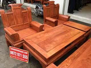 Bộ bàn ghế Âu Á hộp gỗ hương đá chương cuốn thư 6 món (Anh Hải, Hà Nội)