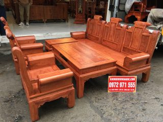 Bộ bàn ghế Âu Á hộp gỗ hương đá chương cuốn thư 6 món (Anh Hải, Hà Nội)