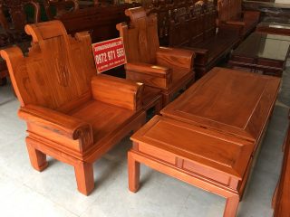 Bộ bàn ghế Âu Á Phúc Lộc Thọ gỗ gõ đỏ 6 món (Anh Vinh, Nam Định)