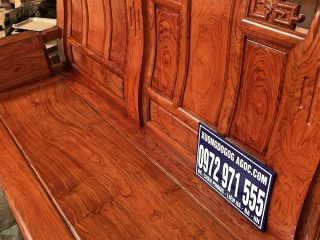 Bộ bàn ghế Âu Á tay hộp chương cuốn thư 6 món gỗ hương đá (Anh Hoàng, Yên Bái)