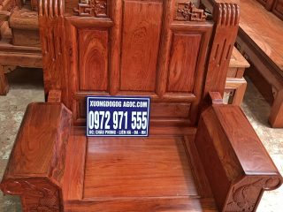 Bộ bàn ghế Âu Á tay hộp chương cuốn thư 6 món gỗ hương đá (Anh Hoàng, Yên Bái)