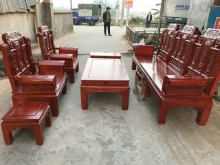 Bộ bàn ghế Âu Á hộp chương voi gỗ lim (Chị Trang, Thanh Hóa)