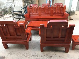 Bộ bàn ghế Âu Á hộp chương voi gỗ lim (Chị Trang, Thanh Hóa)