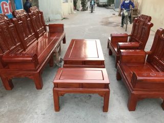 Bộ bàn ghế Âu Á hộp chương voi gỗ lim (Chị Trang, Thanh Hóa)
