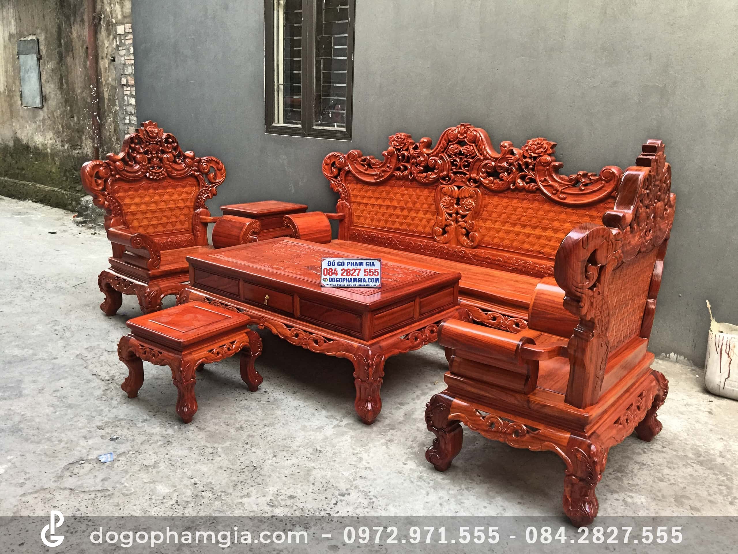 Bộ bàn ghế Hoàng Gia 6 món gỗ hương đỏ (Anh Hướng, Bắc Ninh) - Đồ ...