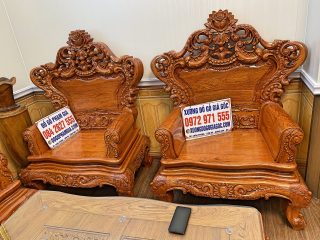 Bộ bàn ghế phòng khách mẫu Hoàng Gia K5 10 món gỗ hương đá (Anh Quy, Nghệ An)