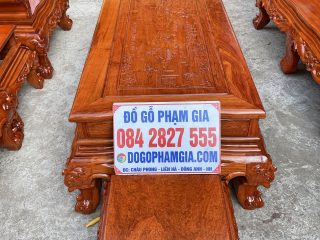 Bộ bàn ghế Hoàng Gia v3 chân 14cm gỗ hương đá đục 2 mặt siêu đẹp (Anh Lân, Bình Dương)