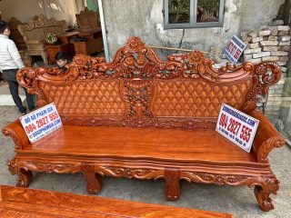 Bộ bàn ghế Hoàng Gia v3 chân 14cm gỗ hương đá đục 2 mặt siêu đẹp (Anh Lân, Bình Dương)