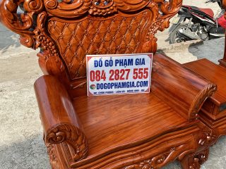 Bộ bàn ghế Hoàng Gia v3 chân 14cm gỗ hương đá đục 2 mặt siêu đẹp (Anh Lân, Bình Dương)