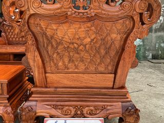 Bộ bàn ghế Hoàng Gia v3 chân 14cm gỗ hương đá đục 2 mặt siêu đẹp (Anh Lân, Bình Dương)