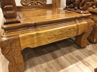 Bộ bàn ghế Minh Quốc voi chiến tay cột 16cm gỗ cẩm vàng siêu to (Chú Đạo, Hải Phòng)