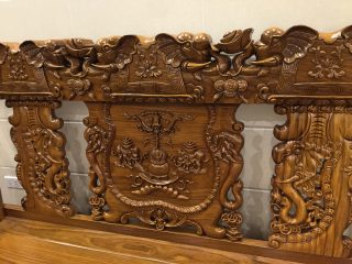 Bộ bàn ghế Minh Quốc voi chiến tay cột 16cm gỗ cẩm vàng siêu to (Chú Đạo, Hải Phòng)