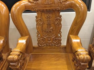 Bộ bàn ghế Minh Quốc voi chiến tay cột 16cm gỗ cẩm vàng siêu to (Chú Đạo, Hải Phòng)