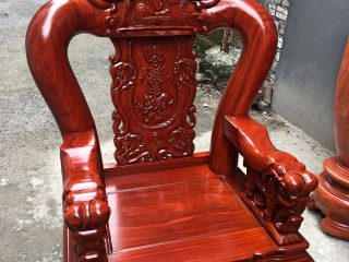 Bộ bàn ghế Minh quốc voi chiến tay cột 12 gỗ hương đá (Chú Đệ, Thái Bình)