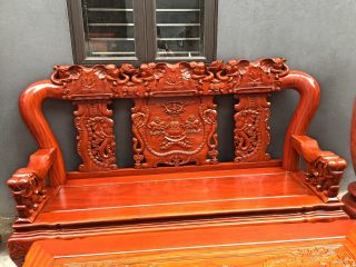 Bộ bàn ghế Minh quốc voi chiến tay cột 12 gỗ hương đá (Chú Đệ, Thái Bình)