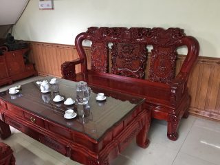 Bộ bàn ghế Minh Quốc voi chiến tay 12 gỗ hương huyết Nam Phi (Chú Hào, Hà Tĩnh)