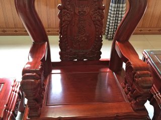 Bộ bàn ghế Minh Quốc voi chiến tay 12 gỗ hương huyết Nam Phi (Chú Hào, Hà Tĩnh)