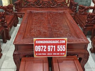 vBộ bàn ghế Nghê Bảo Đỉnh 10 món gỗ hương đỏ (Anh Đức, Hà Giang)