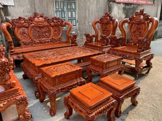 Bộ bàn ghế Nghê Bảo Đỉnh Phượng Hóa 10 món gỗ hương đá (Anh Cảnh, Lào Cai)