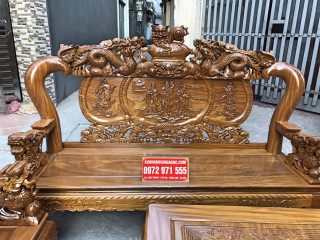 Bộ bàn ghế Minh quốc nghê chầu 10 món gỗ cẩm (Anh Lực, Quảng Ninh)